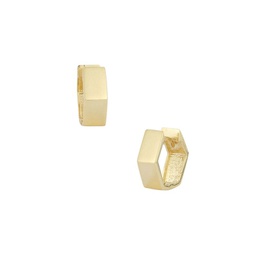 14K Yellow Gold Octagon Huggie Earrings