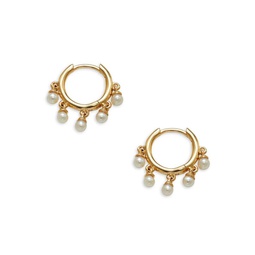 14K Yellow Gold & 2-3MM Freshwater Cultured Pearl Huggie Earrings