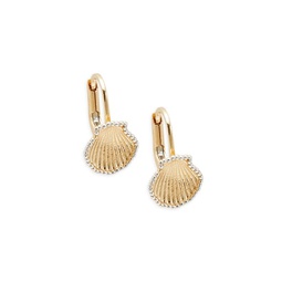 14K Two Tone Gold Sea Shell Drop Earrings