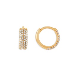 14K Yellow Gold & 0.26 TCW Diamond Huggie Earrings