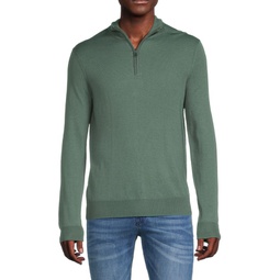 Essential Merino Wool Blend Quarter Zip Sweater