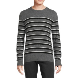 Striped 100% Cashmere Crewneck Sweater