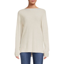 Tipped 100% Cashmere Crewneck Sweater