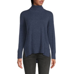 High Low 100% Cashmere Turtleneck Sweater