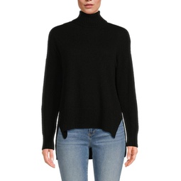High Low 100% Cashmere Turtleneck Sweater