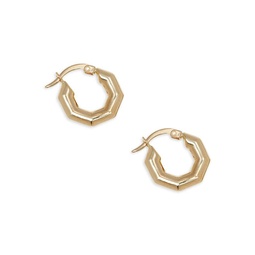14K Yellow Gold Geometric Huggie Earrings
