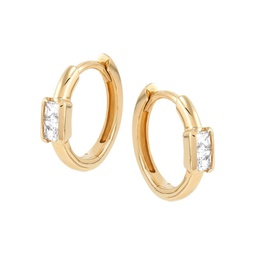 14K Yellow Gold & 0.2 TCW Diamond Huggie Earrings