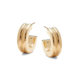 14K Yellow Gold Double Tube Huggie Earrings
