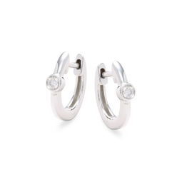 14K White Gold & 0.06 TCW Diamond Huggie Earrings