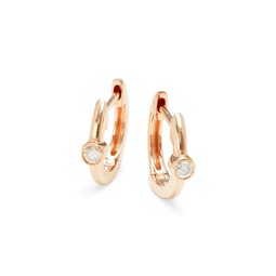 14K Rose Gold & 0.06 TCW Diamond Huggie Earrings