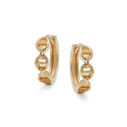 14K Yellow Gold Mariner Chain Huggie Earrings