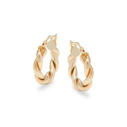 14K Yellow Gold Twist Huggie Earrings