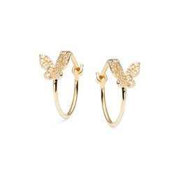 14K Yellow Gold & 0.10 TCW Diamond Huggie Earrings