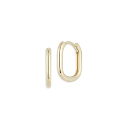 14K Yellow Gold Oval Huggie Earrings