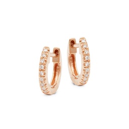 14K Rose Gold & Diamond Huggie Earrings