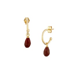 14K Yellow Gold & Ruby Huggie Earrings
