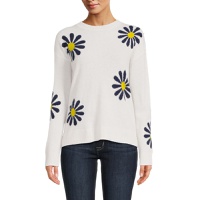 Daisy Floral Crewneck 100% Cashmere Sweater