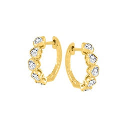 14K Yellow Gold & Created Sapphire Huggie Earrings