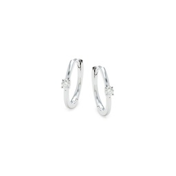 14K White Gold & 0.08 TCW Diamond Huggie Earrings