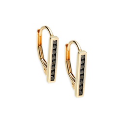 14K Yellow Gold & 0.21 TCW Diamond Bar Huggie Earrings