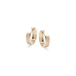 14K Yellow Gold & 0.10 TCW Diamond Huggie Hoop Earrings