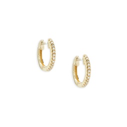 14K Yellow Gold & Diamond Huggie Earrings