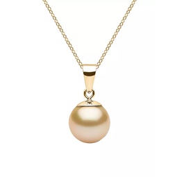 14K Yellow Gold & 8-9MM Golden South Sea Pearl Pendant Necklace