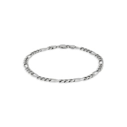 Rhodium Plated Sterling Silver Figaro Chain Bracelet