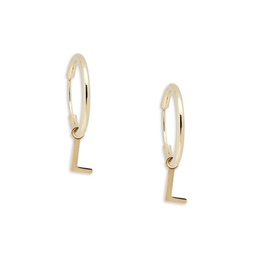 14K Yellow Gold L-Charm Huggie Earrings