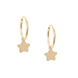 14K Yellow Gold Star Charm Huggie Earrings