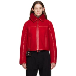 Red Cosmo Shearling Jacket 232231F062001