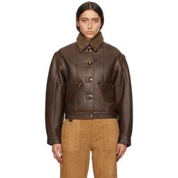 Brown Maiken Leather Jacket 232231F064006