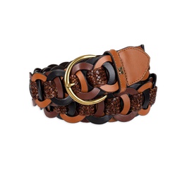 Womens Casual Woven Linked Genuine Leather Belt
