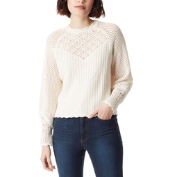 Womens Aura Blouson-Sleeve Crochet Sweater