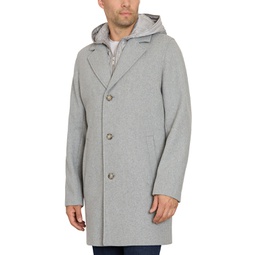 Mens Single Breasted Coat with Quilted Bib