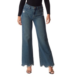 Womens Codie Scalloped-Hem Wide-Leg Jeans