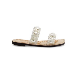 Eleana Faux Pearl Embellished Flat Sandals