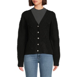 Danica Embellished Cable Knit Reversible Sweater