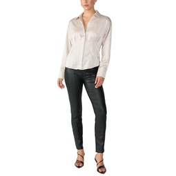 Womens Satin Side-Tied Blouse