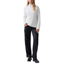 Womens Mock-Neck Asymmetric-Rib-Knit Sweater