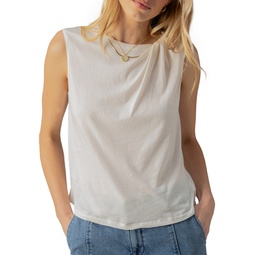 Womens Suns Out Cotton Knotted Sleeveless Tee