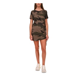 womens drawstring camouflage t-shirt dress