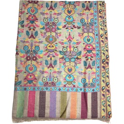 Woolen scarf with beautiful and Exclusive Kani Embroidery for women Light weight Soft Scarf/Shawl it helps to keep warm.