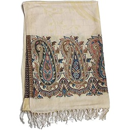 Viscose Scarves For Women Long Big Shawl Scarf Floral Embroidery and Hand Knotted Tassels