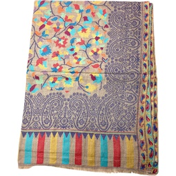 Woolen scarf with beautiful and Exclusive Kani Embroidery for women Light weight Soft Scarf/Shawl it helps to keep warm.