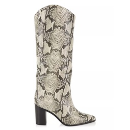 Analeah Snake-Embossed Leather Tall Boots