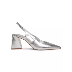 Blanche 75MM Metallic Leather Slingback Pumps