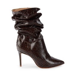 Ashlee Croc-Embossed Slouchy Stiletto Boots