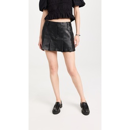 Lilia Leather Mini Pleated Skirt