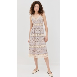 Joah Embroidery Sleeveless Midi Dress